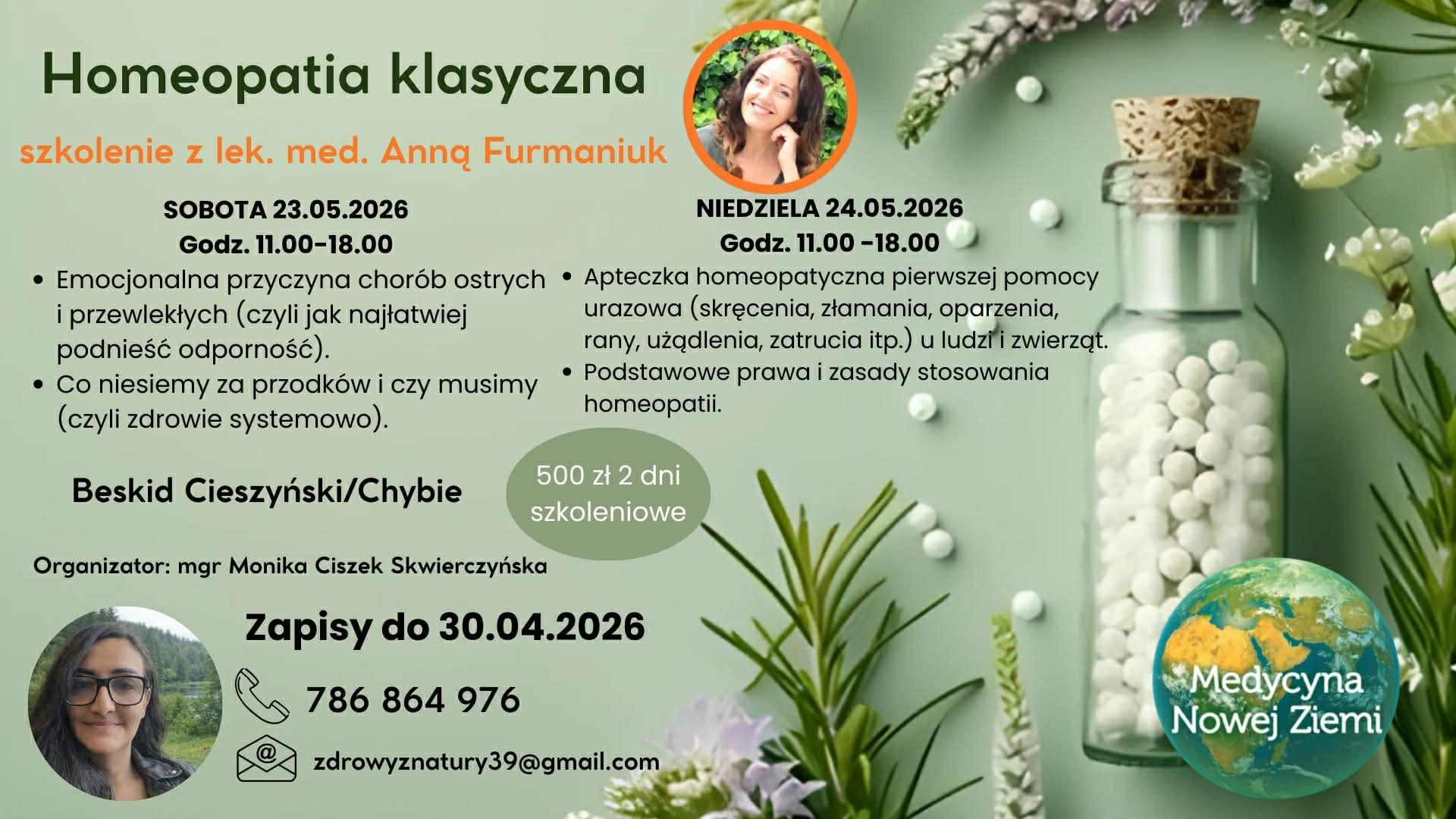 Homeopatia klasyczna – dwudniowe szkolenie w Beskidzie Cieszyńskim - 23–24 maja 2026